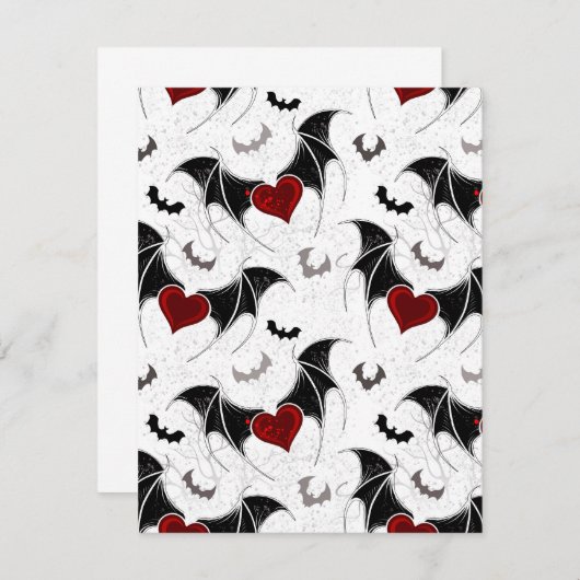 Halloween hart met zwarte vleermuisvleugels kaart (Voorkant / Achterkant)