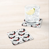 Halloween hart met zwarte vleermuisvleugels kartonnen onderzetters (Insitu)