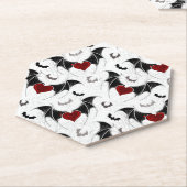 Halloween hart met zwarte vleermuisvleugels kartonnen onderzetters (Schuin)