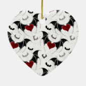 Halloween hart met zwarte vleermuisvleugels keramisch ornament (Achterkant)