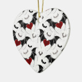 Halloween hart met zwarte vleermuisvleugels keramisch ornament (Links)