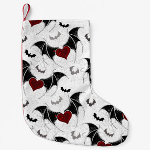 Halloween hart met zwarte vleermuisvleugels kleine kerstsok