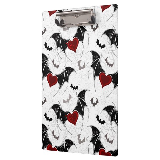 Halloween hart met zwarte vleermuisvleugels klembord (Links)