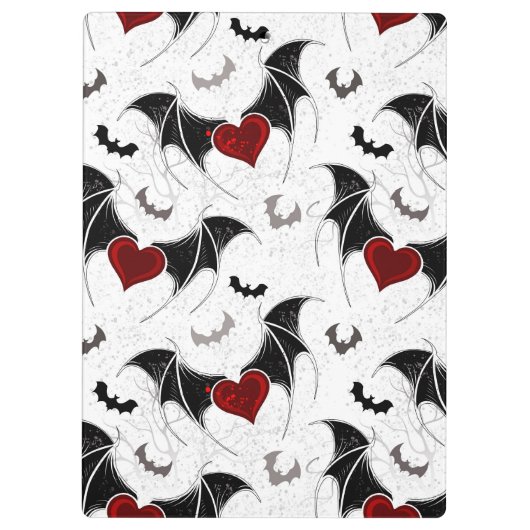 Halloween hart met zwarte vleermuisvleugels klembord (Achterkant)