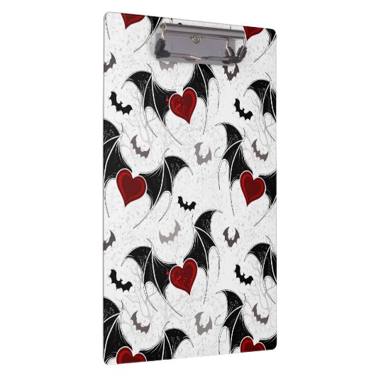 Halloween hart met zwarte vleermuisvleugels klembord (Rechts)