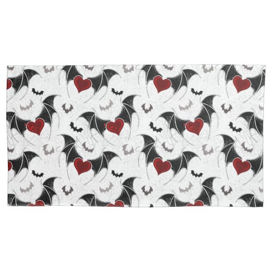 Halloween hart met zwarte vleermuisvleugels kussensloop (Voorkant-Links)