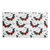 Halloween hart met zwarte vleermuisvleugels kussensloop (Achterkant-Rechts)