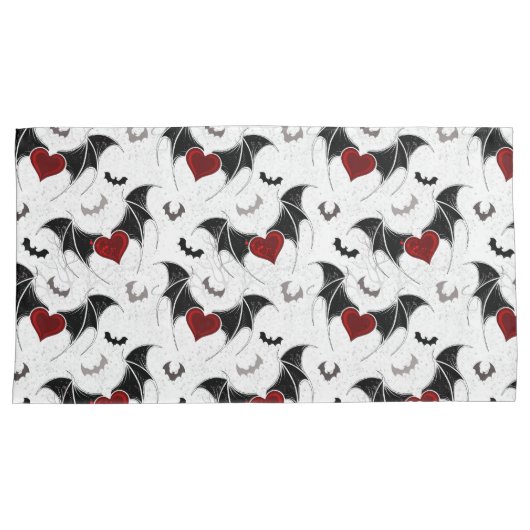 Halloween hart met zwarte vleermuisvleugels kussensloop (Voorkant-Rechts)