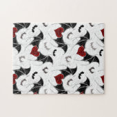 Halloween hart met zwarte vleermuisvleugels legpuzzel (Horizontaal)