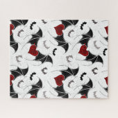 Halloween hart met zwarte vleermuisvleugels legpuzzel (Horizontaal)