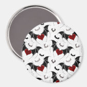 Halloween hart met zwarte vleermuisvleugels magneet (Voorkant / Achterkant)
