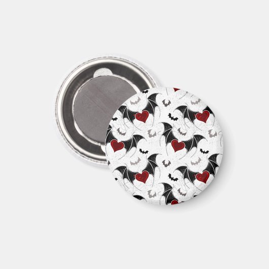 Halloween hart met zwarte vleermuisvleugels magneet (Voorkant / Achterkant)