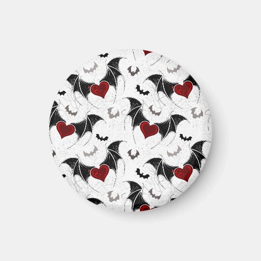 Halloween hart met zwarte vleermuisvleugels magneet (Voorkant)