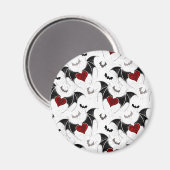 Halloween hart met zwarte vleermuisvleugels magneet (Voorkant / Achterkant)