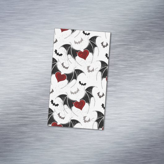 Halloween hart met zwarte vleermuisvleugels magnetisch visitekaartje (Voorbeeld)
