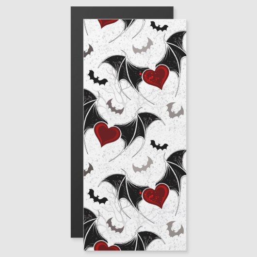 Halloween hart met zwarte vleermuisvleugels magnetische uitnodiging (Voorkant / Achterkant)
