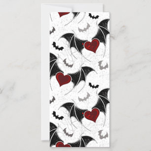 Halloween hart met zwarte vleermuisvleugels magnetische uitnodiging