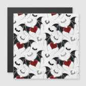Halloween hart met zwarte vleermuisvleugels magnetische uitnodiging (Voorkant / Achterkant)