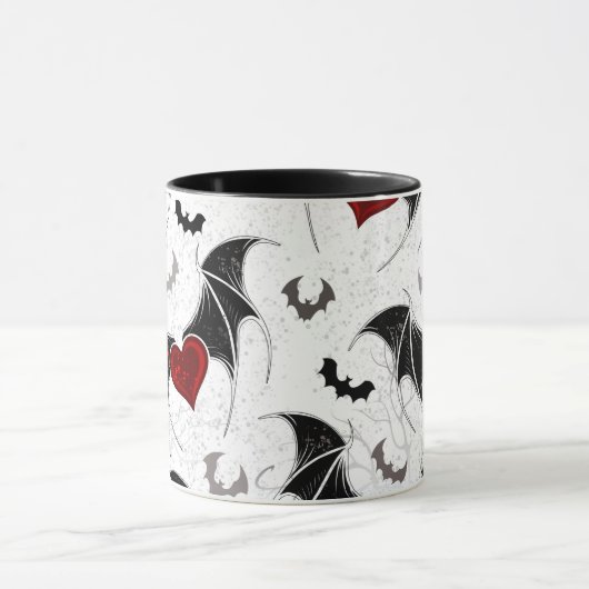 Halloween hart met zwarte vleermuisvleugels mok (Midden)