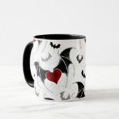 Halloween hart met zwarte vleermuisvleugels mok (Voorkant links)