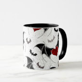 Halloween hart met zwarte vleermuisvleugels mok (Voorkant rechts)