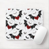 Halloween hart met zwarte vleermuisvleugels muismat (Met muis)