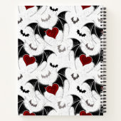 Halloween hart met zwarte vleermuisvleugels notitieboek (Achterkant)