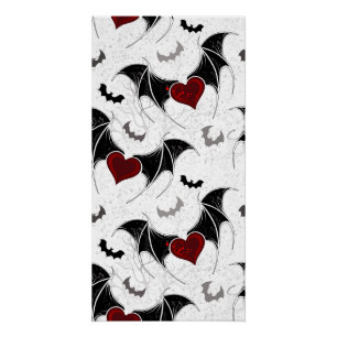 Halloween hart met zwarte vleermuisvleugels perfect poster