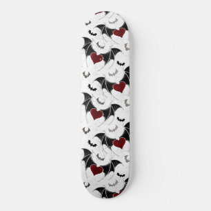 Halloween hart met zwarte vleermuisvleugels persoonlijk skateboard