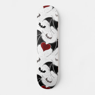 Halloween hart met zwarte vleermuisvleugels persoonlijk skateboard