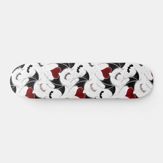 Halloween hart met zwarte vleermuisvleugels persoonlijk skateboard (Horizontaal)