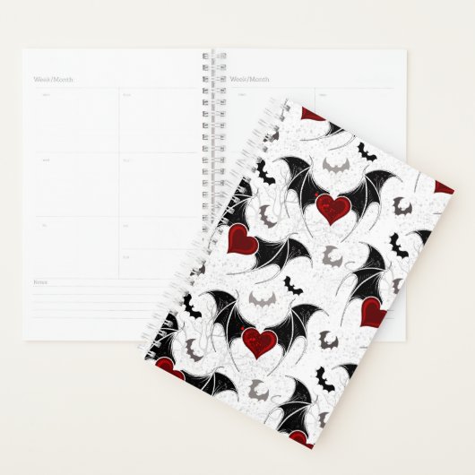 Halloween hart met zwarte vleermuisvleugels planner (Display)