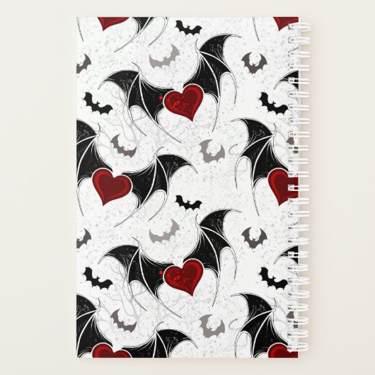 Halloween hart met zwarte vleermuisvleugels planner (Achterkant)