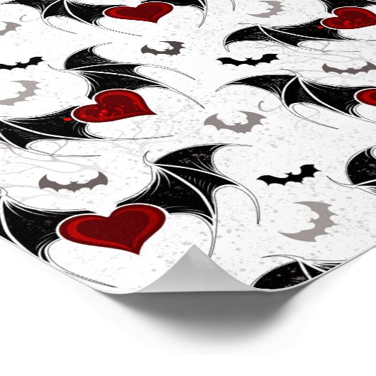 Halloween hart met zwarte vleermuisvleugels poster (Hoek)