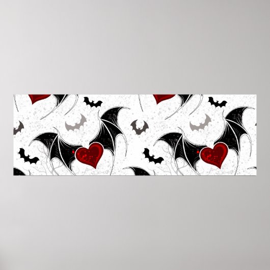 Halloween hart met zwarte vleermuisvleugels poster (Voorkant)