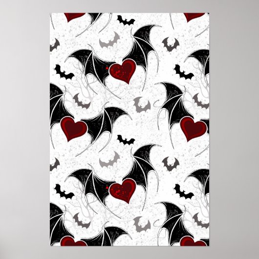 Halloween hart met zwarte vleermuisvleugels poster (Voorkant)