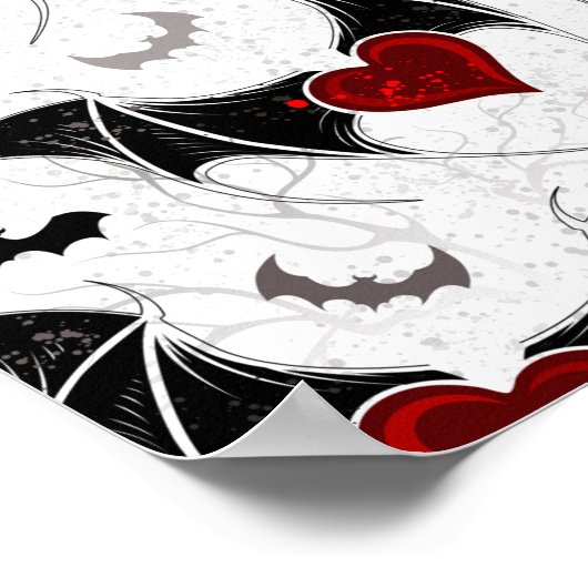 Halloween hart met zwarte vleermuisvleugels poster (Hoek)