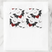 Halloween hart met zwarte vleermuisvleugels rechthoekige sticker (Tas)