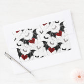 Halloween hart met zwarte vleermuisvleugels rechthoekige sticker (Envelop)