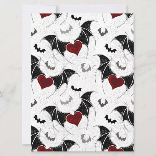 Halloween hart met zwarte vleermuisvleugels save the date (Voorkant)