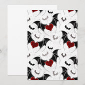 Halloween hart met zwarte vleermuisvleugels save the date (Voorkant / Achterkant)