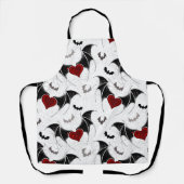 Halloween hart met zwarte vleermuisvleugels schort (Voorkant)