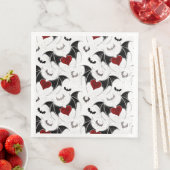 Halloween hart met zwarte vleermuisvleugels servet (Insitu)