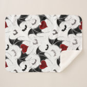 Halloween hart met zwarte vleermuisvleugels sherpa deken (Voorkant (horizontaal))