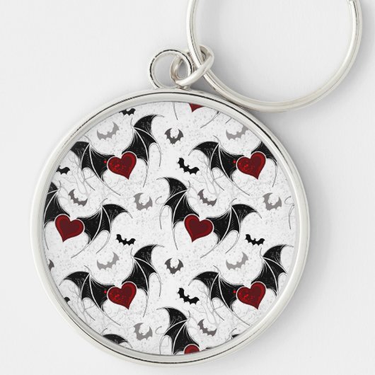 Halloween hart met zwarte vleermuisvleugels sleutelhanger (Voorkant)