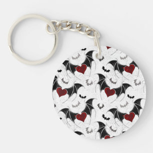 Halloween hart met zwarte vleermuisvleugels sleutelhanger