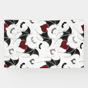 Halloween hart met zwarte vleermuisvleugels spandoek