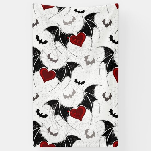 Halloween hart met zwarte vleermuisvleugels spandoek (Verticaal)