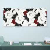 Halloween hart met zwarte vleermuisvleugels spandoek (Beurs)