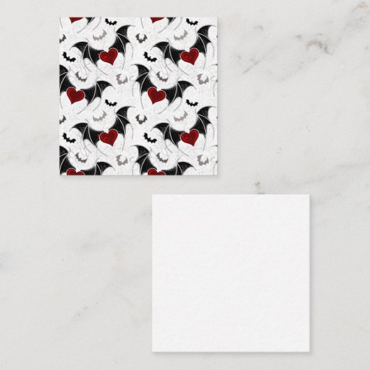 Halloween hart met zwarte vleermuisvleugels vierkante visitekaartje (Voorkant / Achterkant)